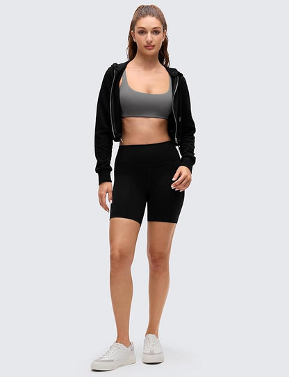 CRZ YOGA Butterluxe Square Neck Spaghetti Strap Sports Bras for Women - Low Coverage Yoga Wireless Padded Cami Crop Top