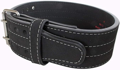 Grizzly Fitness Double Prong Pro Power Lifting Weight Belt | Used by Pros | Durable Thick 13mm Leather w/Double Stitching & Double Prong Buckle | 4" Wide and Adjustable for Comfort