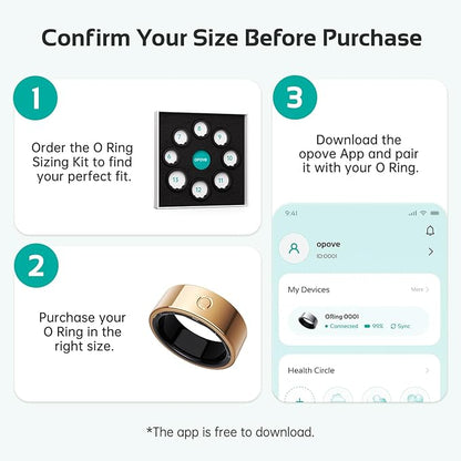 opove O Ring Smart Ring, Fitness Trackers Rings with Sleep/Stress/Heart Rate/Women's Health Monitoring, Comfortable Wearing, Up to 7 Days Using, Fitness Ring for Android & iOS, Rose Gold-Size6
