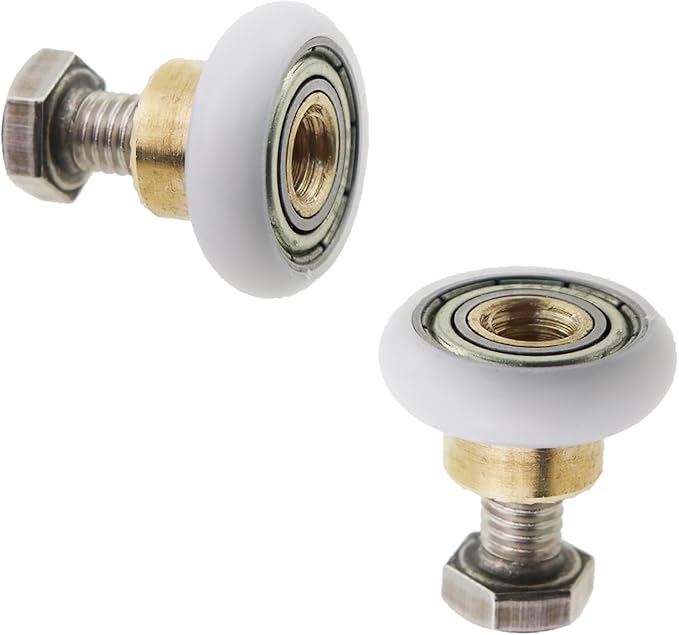 6PCS Diameter 19mm Bathroom Sliding Glass Door Pulley with Screws Shower Gate Rollers Replacement Nylon Wheel and Copper Arbor