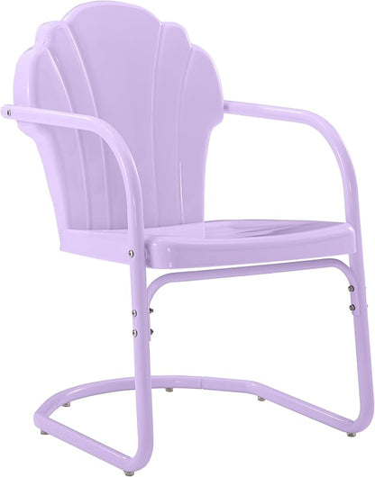 Crosley Furniture Tulip 2-Piece Outdoor Chair Set, Vintage Retro Metal Patio Chairs for Dining, Porch, Deck, Lavender Gloss
