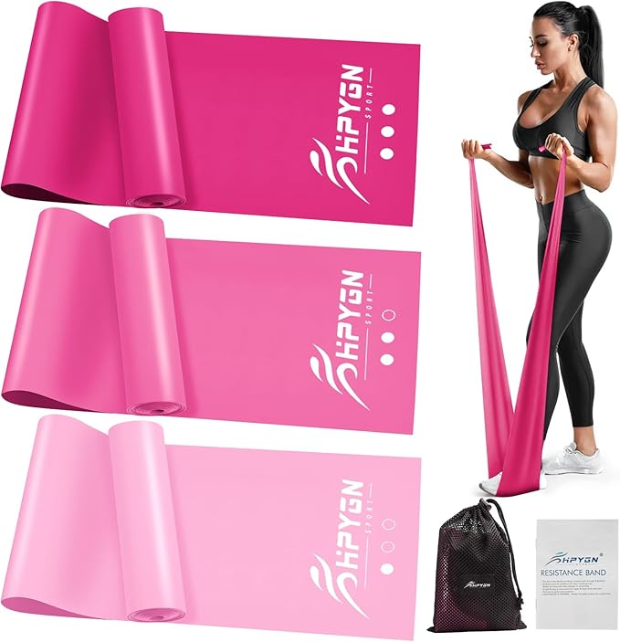 HPYGN 3 Levels Non-Latex Exercise Bands for Physical Therapy & Yoga, Professional Resistance Bands Set for Working Out, Strength Training, Pilates & Rehab, TPE Elastic Stretch Bands for Seniors, Women