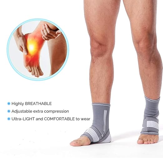 NeoTech Care Adjustable Ankle Support Brace (Black, Size M, 1 Pair)