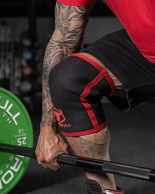 Iron Bull Strength Knee Sleeves for Powerlifting (7mm) - Weightlifting Knee Compression Sleeve for Squats - Knee Brace Support for Gym, Workout, Fitness (Small)