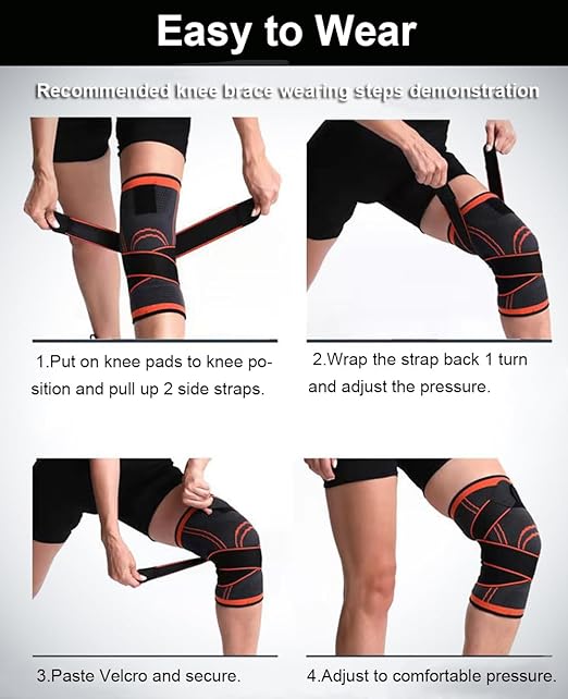 2 Pack Knee Wraps for Pain Relief, Knee Wrap Knee Compression Sleeve Knee Sleeves for Men Women Compression Knee Brace, Knee Band for Knee Pain Relief, Knee Brace for Arthritis Pain and Support (Black, X-Large)