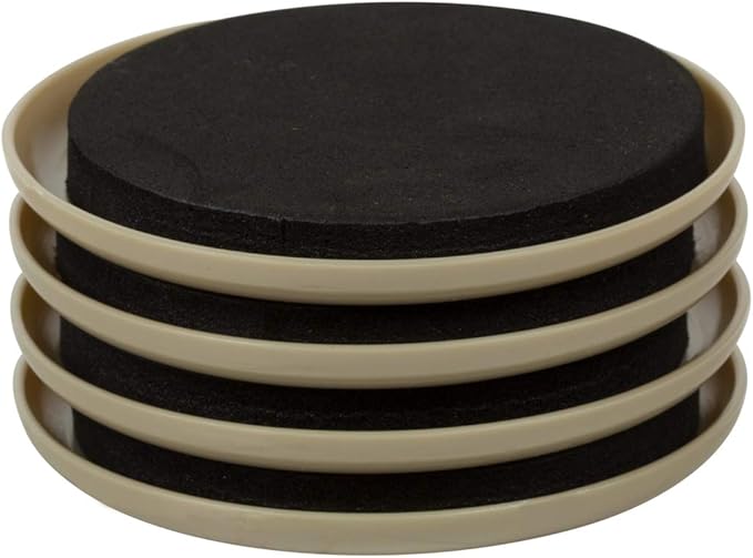 Duck Brand Plastic Carpet Furniture Sliders, 3.5 inch Width, Round, 4 Pack, Brown (284857)
