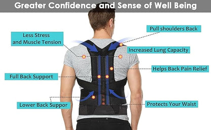 Posture Corrector for Women and Men, Adjustable Back Straightener Posture Corrector,Upper Lower Back Brace Support Belt for Men Women Body Neck Shoulder Trainer (XXXXL, Grey)