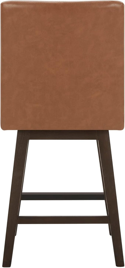 CHITA Counter Height Swivel Barstool, Upholstered Bar Stool, 26.8" H Seat Height, PU Leather in Retro Brown