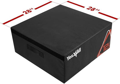 Yes4All Adjustable Soft Plyo Box – Available in 6, 12, 18 and 24-inch Box Sizes (K. Black - 12" + 24")