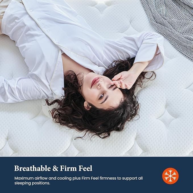 Coolvie 12 Inch King Size Mattress, Firm Feel Fiberglass Free Hybrid Mattress for Extra Lumbar & Hip Support, Cooling Knit Fabric Cover- King Mattress in a Box, CertiPUR-US® Certified foam-80x76x12