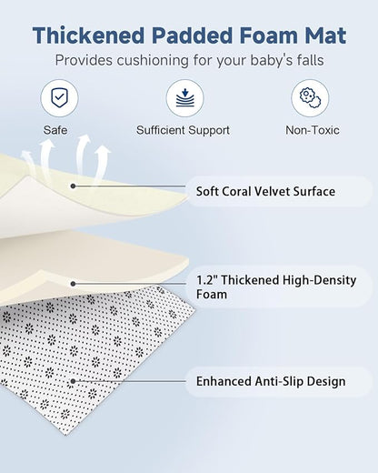 Thick Baby Play Mat for Floor,Padded Foam 47x47 Playpen Mat,Ultra Soft Support & Plush Feel Nursery Rug,Non Slip for Toddler,Infants,Kids Play,Yoga,Baby Crawling,Tummy Time (Beige)