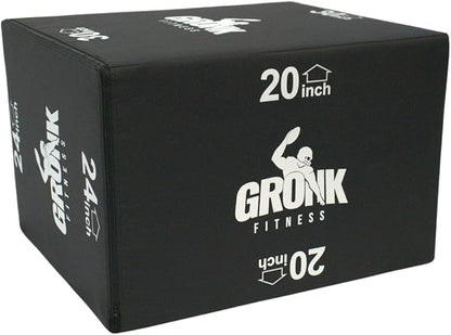 Gronk Fitness 3-in-1 Foam Plyometric Box | Soft Padded Jump Box for Home Gym or Cross-Training | Anti-Slip Surface | Anti-Tip Weighted Base | 20/24/30 Inch Heights | 58 lb Stability Plyo Box