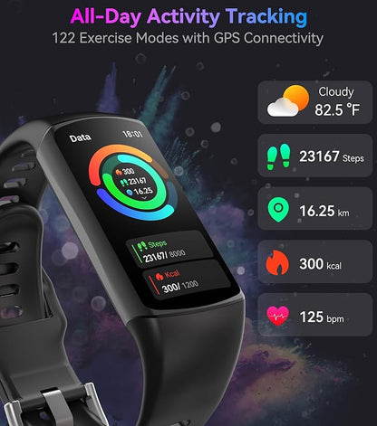 Smart Watch Fitness Tracker with 24/7 Heart Rate, Blood Oxygen Blood Pressure Monitor Sleep Tracker 120 Sports Modes Activity Trackers Step Calorie Counter IP68 Waterproof for Andriod iPhone Women Men
