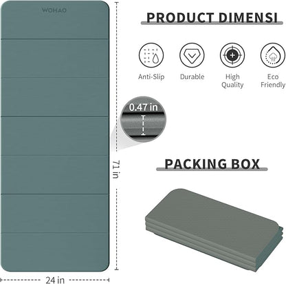 7-Fold Yoga Mat 70"x24" - 1/2 Inch Thick Folding Exercise Mat, Compact Non-Slip TPE Mat for Travel, Storage, Yoga & Home Gym, Lightweight & Portable