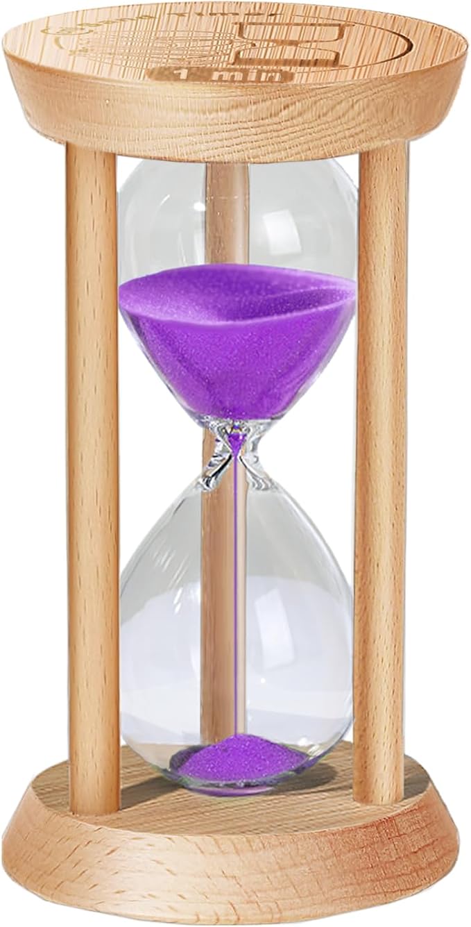 Sand Timer 1 Minute,1 Min Wooden Hourglass, Small Bamboo Sand Clock, Reloj De Arena, Hour Glass Sandglass for Home, Office, Decorative, Game, Classroom