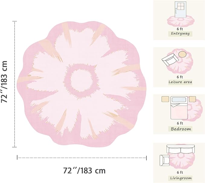 Latte&Fog Pink 6ft Round Area Rug