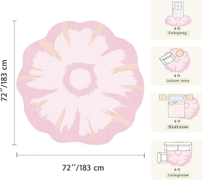 Latte&Fog Pink 6ft Round Area Rug