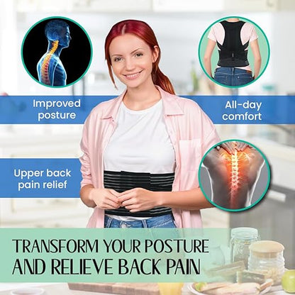 ORTONYX Back Brace Posture Corrector Clavicle and Shoulder Support for Men and Women, Upper Back Pain Relief - Scoliosis, Hunchback, Hump, Thoracic, Spine Corrector/8247