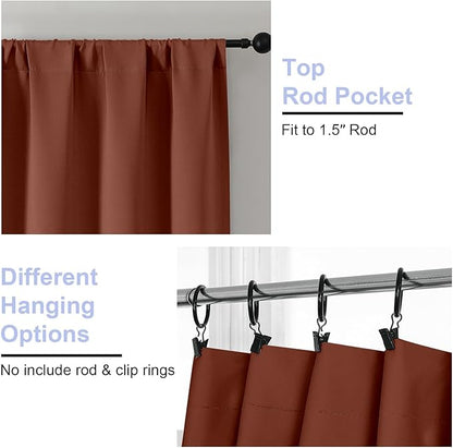 Simplebrand Ava Terracotta Blackout Curtains for Bedroom 96 Inches Long 2 Panels, Thermal Insulated, Energy Saving Living Room Window Treatment Curtains Blackout Drapes, W40 x L96 Inch, Terracotta