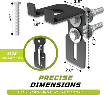 Universal Barbell Holder for Power Rack, Fits 2x2 / 2x3 / 3x3 Rack Uprights, Fits 5/8”–1” Holes, M14 Hand-Tighten Screw, Heavy-Duty Steel Bar Storage with Protective Padding