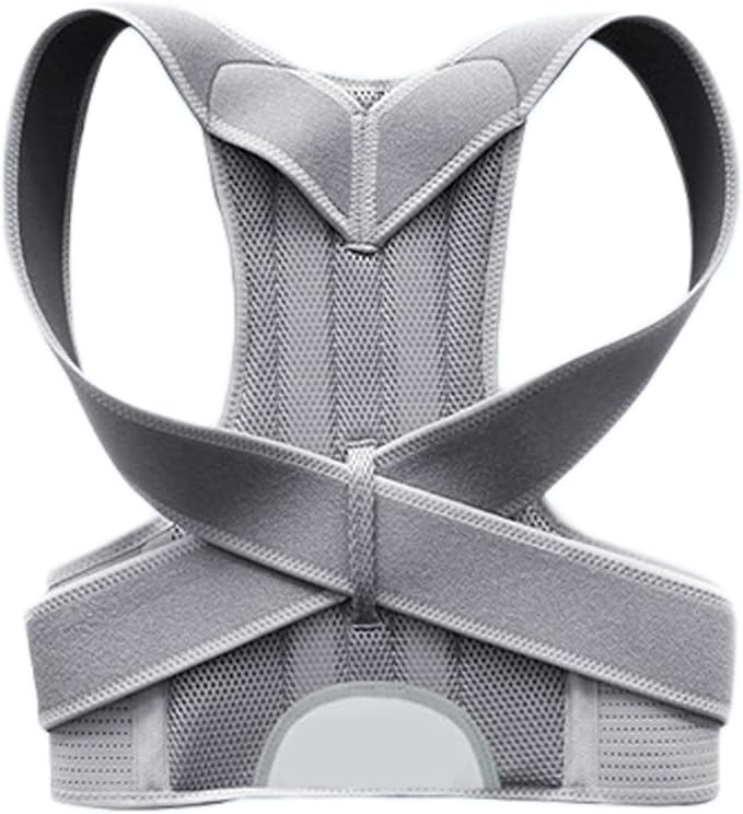 Posture Corrector for Women and Men, Adjustable Back Straightener Posture Corrector,Upper Lower Back Brace Support Belt for Men Women Body Neck Shoulder Trainer (L, Grey)