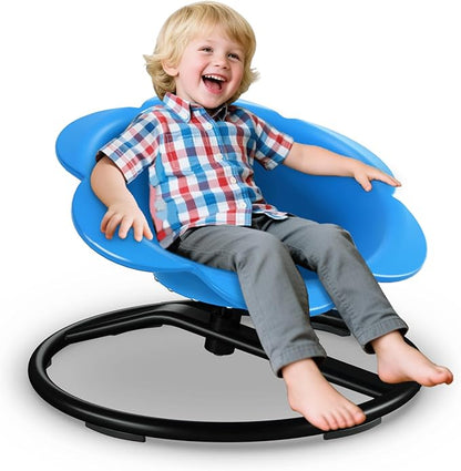 Lucky Flower Spinning Chair for Autism Kids, Sensory Swivel Chair Training Body Coordination, Sit and Spin Autism & ADHD Sensory Toys for Kids, Sensory Products Toys for Ages 3+ (Blue)