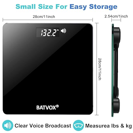 BATVOX Wide Talking Scales for Body Weight Accurate Digital Talking Bathroom Body Scale，Large LCD Screen，400 lb，Auto On & Off for Elderly Or Visually Impaired, Includes Batteries