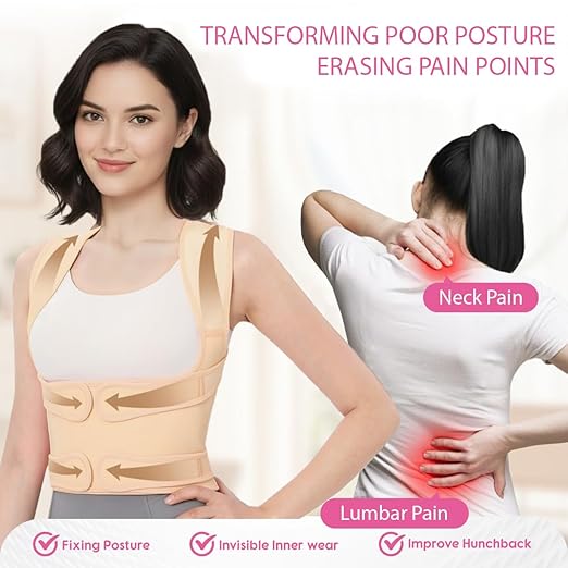 Posture Corrector for Women & Men – Adjustable Back Brace with Full Back Support, Shoulder Straightener for Spine Alignment, Scoliosis, Hunchback & Back Pain Relief (Beige,Large)