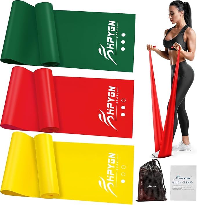 HPYGN 3 Levels Non-Latex Exercise Bands for Physical Therapy & Yoga, Professional Resistance Bands Set for Working Out, Strength Training, Pilates & Rehab, TPE Elastic Stretch Bands for Seniors, Women