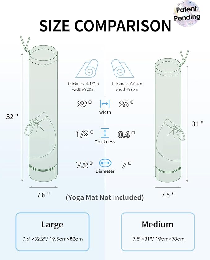 sportsnew Yoga Mat Bag with Water Bottle Pocket and Bottom Wet Pocket, Exercise Yoga Mat Carrier Multi-Functional Storage Bag, Patent pending