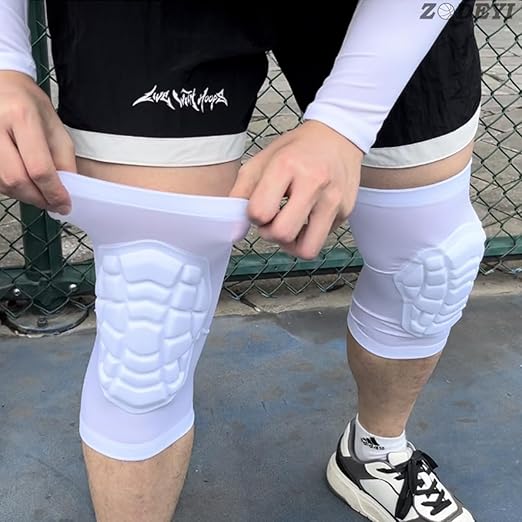 Wrestling Knee Pads Short Knee Sleeve, 2 Pcs Knee Compression Sleeve for Football, Basketball, Volleyball(White_XS_2 Pcs)