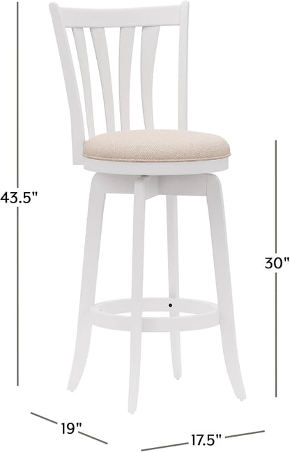 Hillsdale 29.5" Savana Wood Swival Bar Height Stool, White