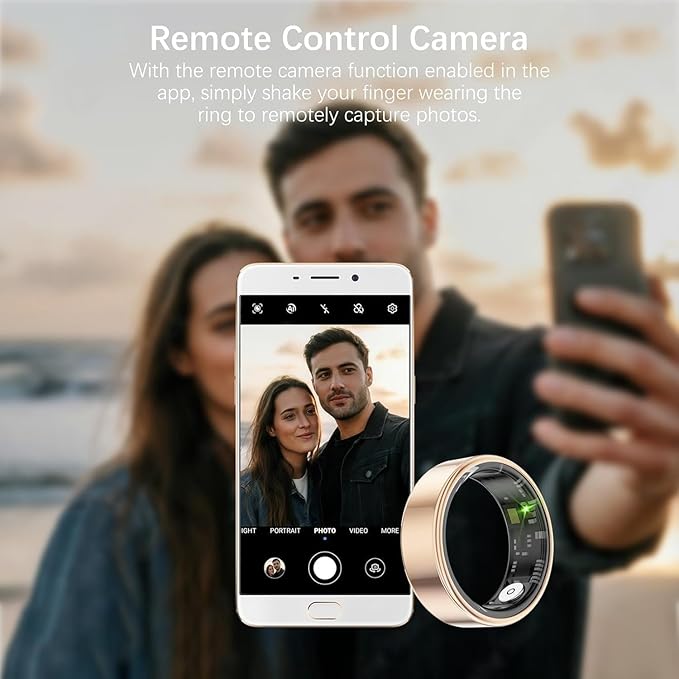 FKGZJF Smart Rings for Women Men, Fitness Ring with Heart Rate, Blood Oxygen, HRV, Stress, Sleep Tracker, Step Tracker, No Subscription Fee, lP68 Waterproof Smart Ring for iPhone & Android (Gold 8#)
