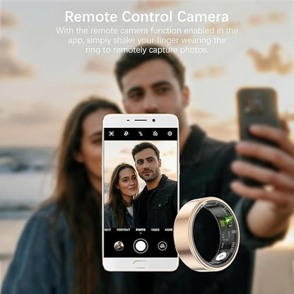 FKGZJF Smart Rings for Women Men, Fitness Ring with Heart Rate, Blood Oxygen, HRV, Stress, Sleep Tracker, Step Tracker, No Subscription Fee, lP68 Waterproof Smart Ring for iPhone & Android (Gold 8#)