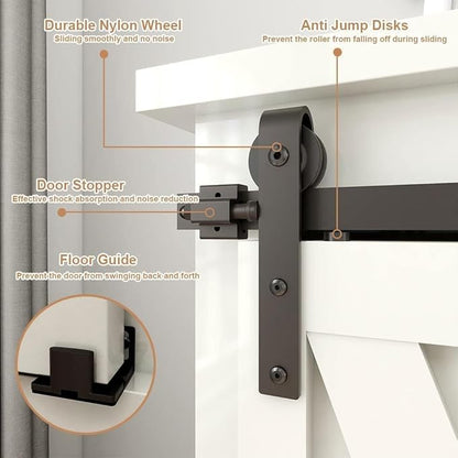 4FT Super Mini Sliding Barn Door Hardware Kit for Single Door TV Stands Small Cabinets, J-Shaped Hanger (No Cabinet)