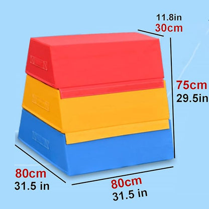 Jumping Boxes for Training, Kids Soft Plyo Box, 4 in 1 Stackable Jump Boxes, Weight Upgrade, Safety and Stability, Suitable for Home School Gym Outdoor Activities Exercise(Size:80×80×75×30cm)