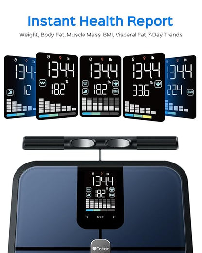 Smart Body Composition Scale for Weight Loss Tracking at Home — 8-Electrode Body Fat Scale with BMI, Muscle Mass, Visceral Fat, Daily Trend Charts, 24 User Profiles, DEXA-Comparable, FSA&HSA Eligible
