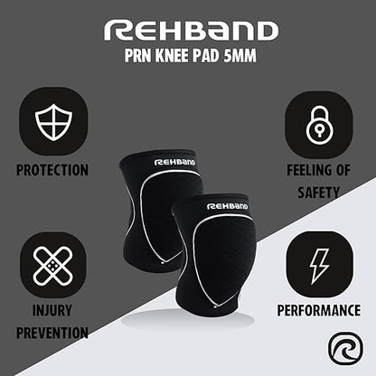 Rehband Knee Pads for Volleyball, Handball & Indoor Sports, Neoprene Knee Sleeve Protector, Comfortable & Snug Fit, Shock-absorbing Sports Knee Pads Unisex, Colour:Black - 1 Pair, Size:X-Small