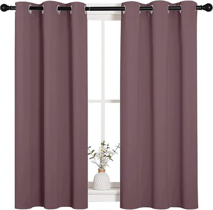 NICETOWN Bedroom Curtain Panels Blackout Draperies, Dry Rose, 1 Pair, 34 by 45-inch, Thermal Insulated Solid Grommet Blackout Curtains/Drapes