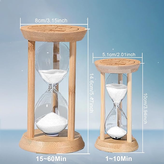 Wood Sand Timer, 5 Minute Hourglass,Bamboo Sandglass Timer 5 Min,Sand Clock Timer,Unique Sand Clock for Baking,Game, Gift,White