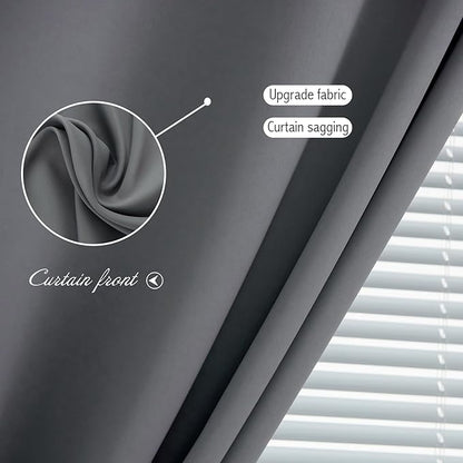 Magic Tape Stick On Curtains Window Shades Pull Down Blackout Window Cover Blackout Curtains for Bedroom No Drillng Self Adhesive Curtains No Rod Small Curtain, 59" W X 59" L, Grey, 1 Panel