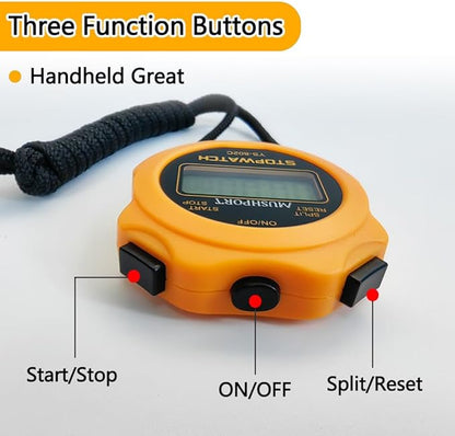 Stopwatch Timer Only Stopwatch Mode, ON/Off Silent Large Display Simple Operation, Without Clock Date Countdown, Digital Stop Watch for Sports Kids Coaches, Orange