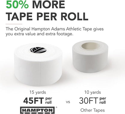 Hampton Adams | As Seen on Shark Tank | Original Athletic Sports Tape (3-Pack) | 45ft Rolls | Very Strong Easy Tear NO Sticky Residue | Best Tape for Athlete & Trainers | Fingers Ankles