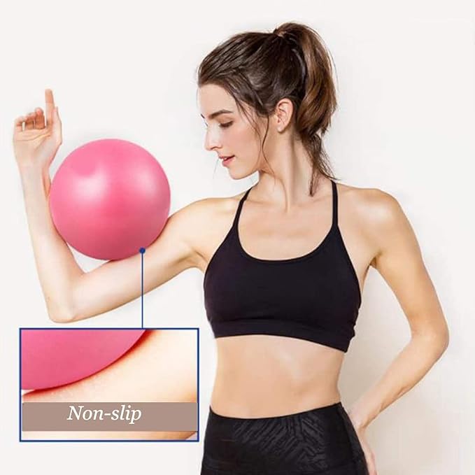 Small Exercise Ball Anti-Burst Non-Slip Stability 9 Inch with Inflatable Straw Mini Pilates Balls Ideal for Yoga Exercise Pilates Physical Therapy Stretching Core Fitness