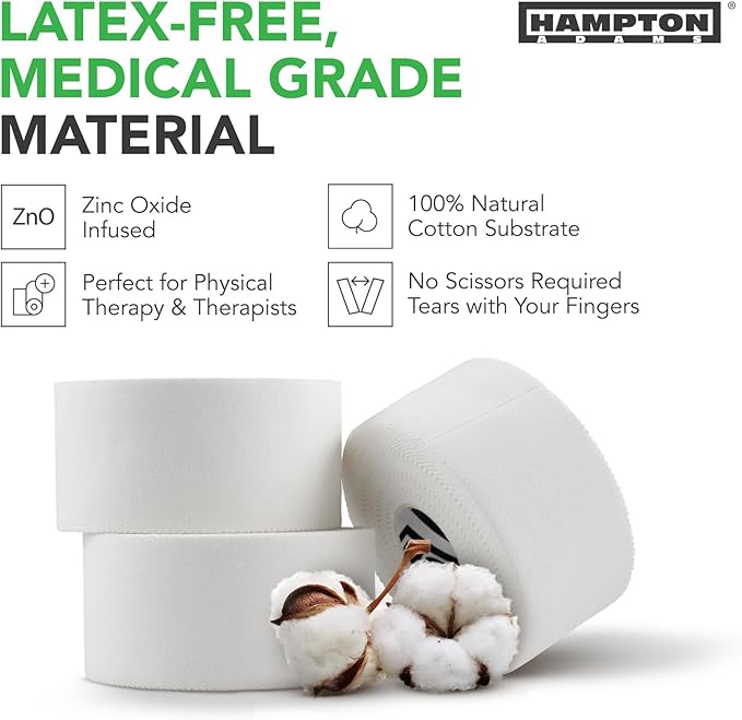 Hampton Adams | As Seen on Shark Tank | Original Athletic Sports Tape (3-Pack) | 45ft Rolls | Very Strong Easy Tear NO Sticky Residue | Best Tape for Athlete & Trainers | Fingers Ankles