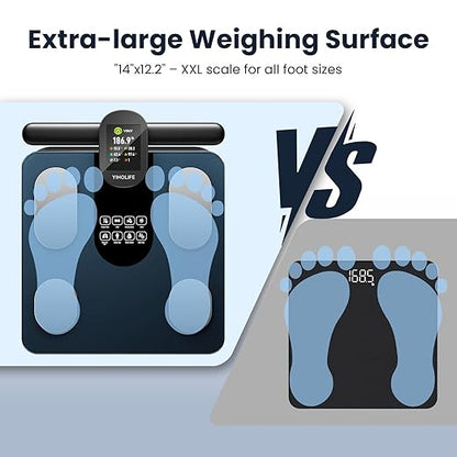 Scale for Body Weight, 8 Electrode Smart Bathroom Scale with BMI Body Fat Muscle Mass 28 Full Body Composition, High Precision Digital Weight Scale with Handle Display, Rechargeable, 400 lbs