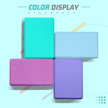 Yoga Blocks 2 Pack 3x6x9IN Foam Block Supportive Latex-Free with Stretch Band, Non-Slip Exercise Blocks for Pilates, Meditation, Balance, Stretching and Deep Poses