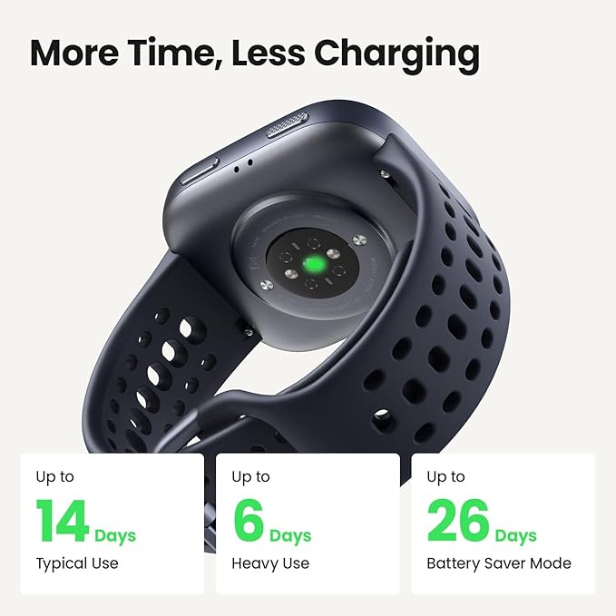 Amazfit Bip 6 Smart Watch 46mm, 14 Day Battery, 1.97" AMOLED Display, GPS & Free Maps, AI, Bluetooth Call & Text, Health, Fitness & Sleep Tracker, 140+ Workout Modes, 5 ATM Water-Resistance, Charcoal