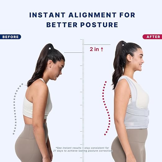Fit Geno Back Brace Posture Corrector for Men & Women: Shoulder Straightener Adjustable Full Back Support Pain Relief - Scoliosis Hunchback Spine Corrector (Large)