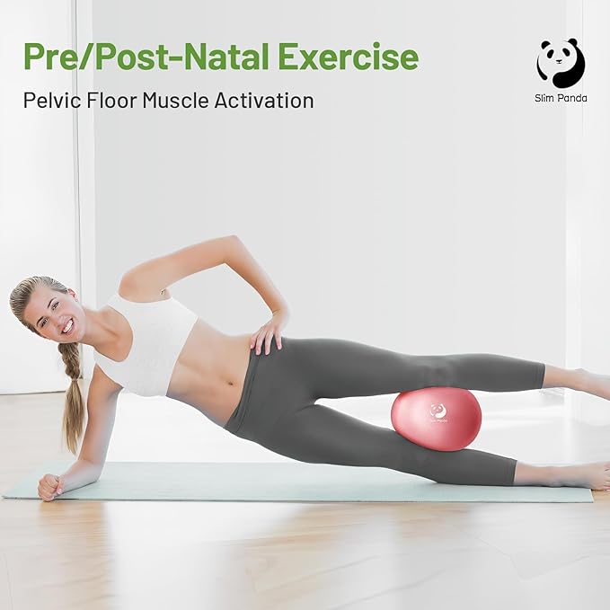 Slim Panda Pilates Ball, 9 Inch Small Exercise Ball, Anti Burst Mini Yoga Ball for Stability, Workout, Barre, Core Strength, Physical Therapy, Balance, Stretching
